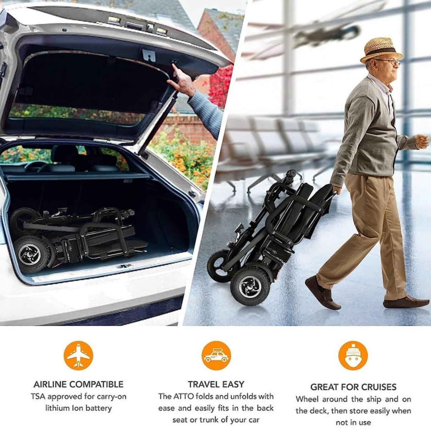EZG 3-Wheel Electric Heavy Duty Lightweight Powered Mobility Scooter For Adults, 280LBS