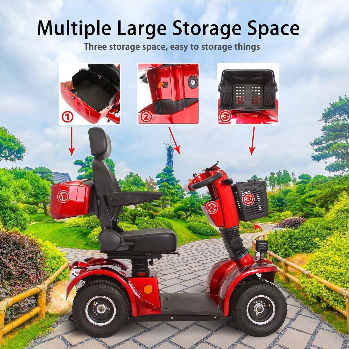 4-Wheel Heavy Duty 48V20AH Electric All-Terrain Mobility Scooter, 500W