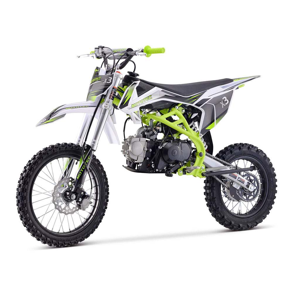 MotoTec X3 125CC 4-Stroke Green Gas-Powered Dirt Bike (SALE! + FREE Shipping)