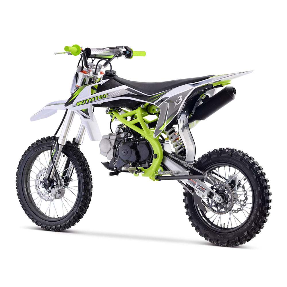 MotoTec X3 125CC 4-Stroke Green Gas-Powered Dirt Bike (SALE! + FREE Shipping)