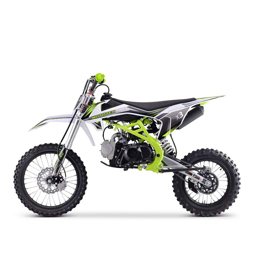 MotoTec X3 125CC 4-Stroke Green Gas-Powered Dirt Bike (SALE! + FREE Shipping)