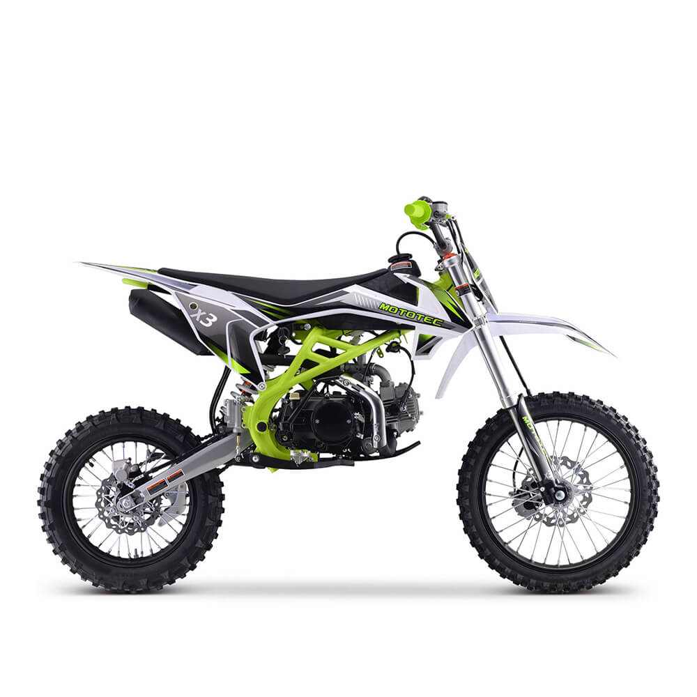 MotoTec X3 125CC 4-Stroke Green Gas-Powered Dirt Bike (SALE! + FREE Shipping)