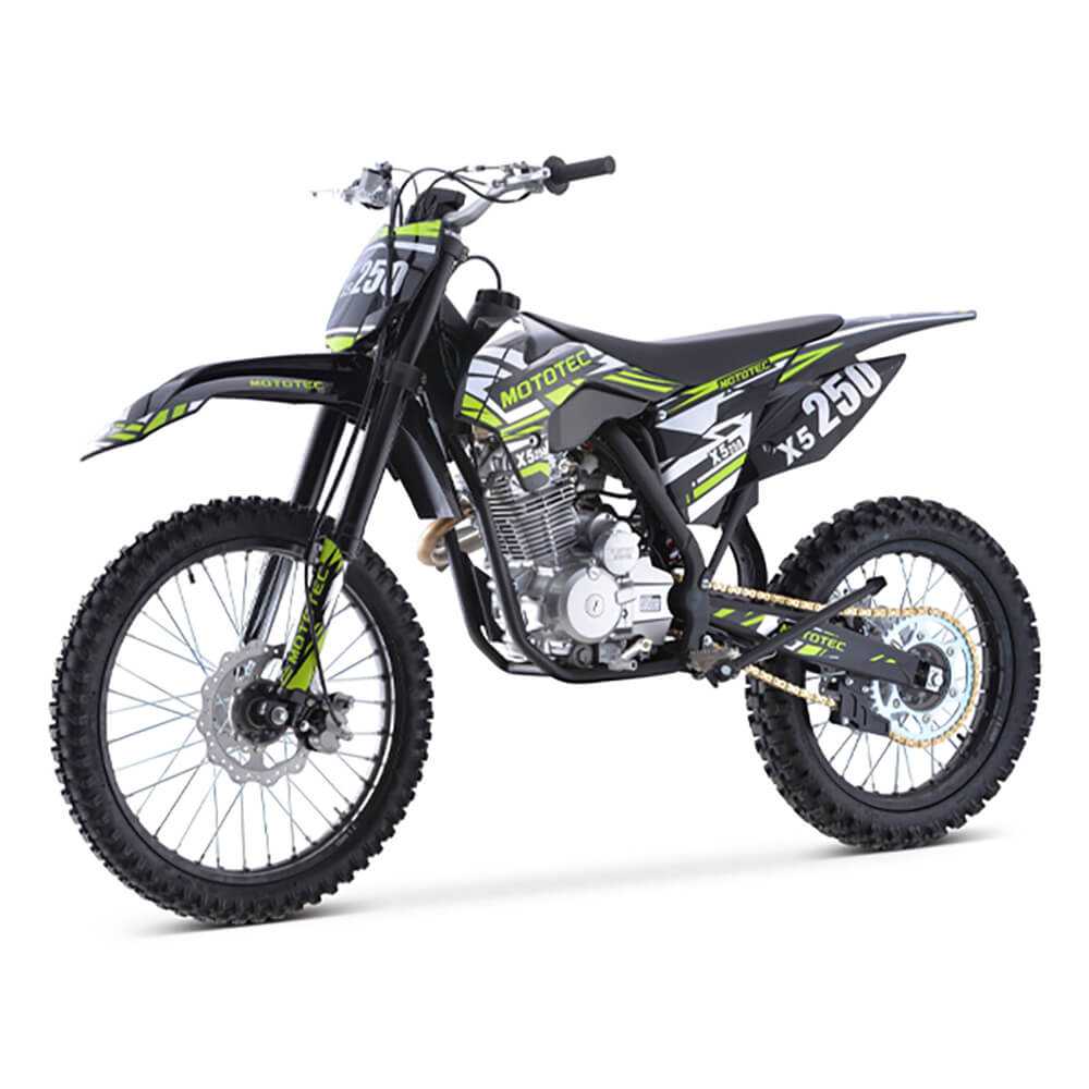 MotoTec X5 250CC 4-Stroke High-Performance Off-Road Gas Dirt Bike, Black