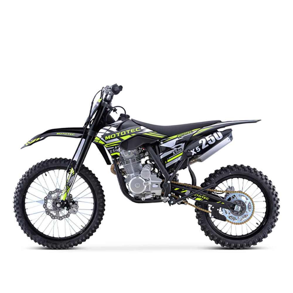 MotoTec X5 250CC 4-Stroke High-Performance Off-Road Gas Dirt Bike, Black