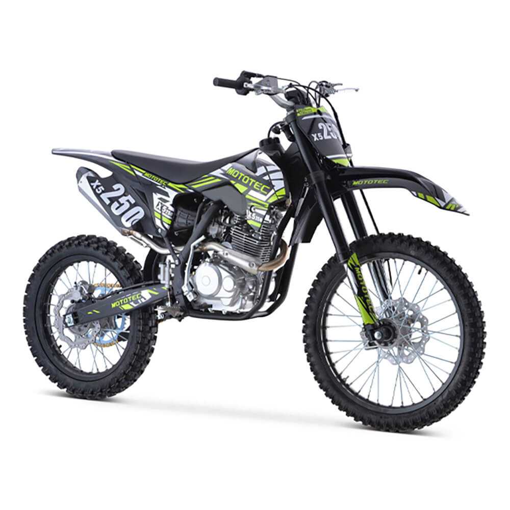 MotoTec X5 250CC 4-Stroke High-Performance Off-Road Gas Dirt Bike, Black