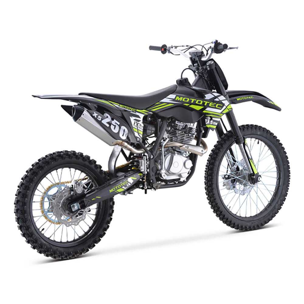 MotoTec X5 250CC 4-Stroke High-Performance Off-Road Gas Dirt Bike, Black