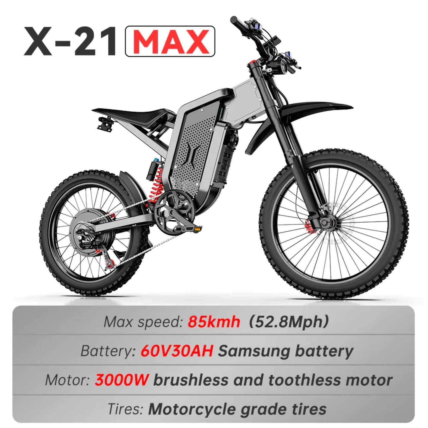EKX X21 MAX 3000W 60V/30AH Off Road EBike + Free Shipping