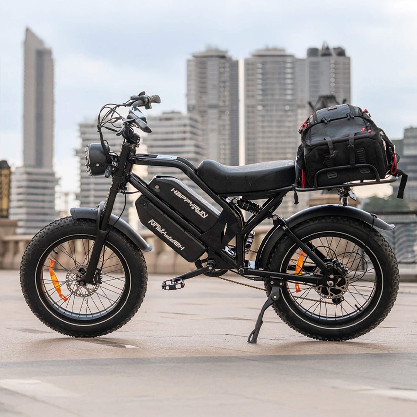 HappyRun G70 Long Distance Dual Battery Electric Fat Tire Cargo Bike, 1000W + Free Shipping