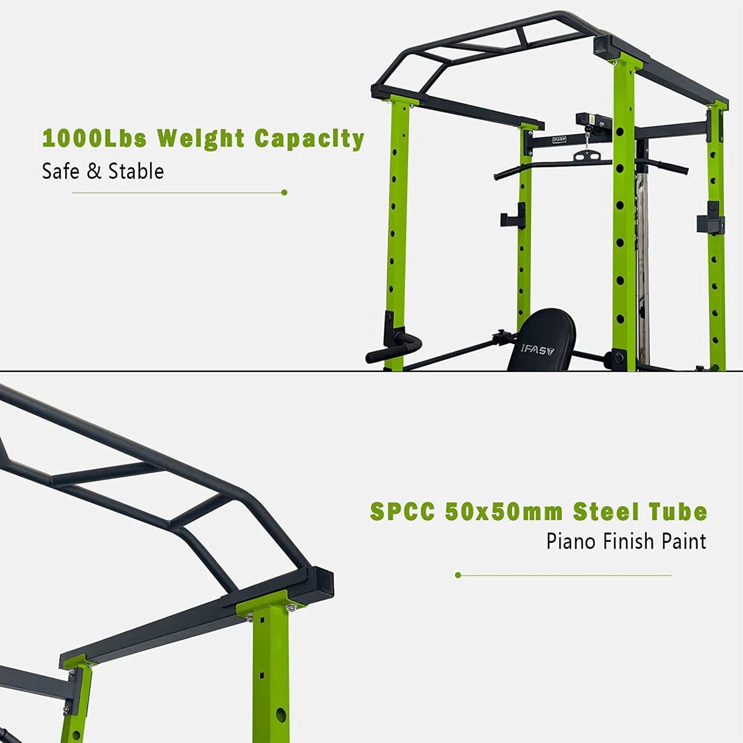 IFast Adjustable Home Gym Power Cage & Squat Rack With Pull-Up Bar Barbell Rack, 1000LBS