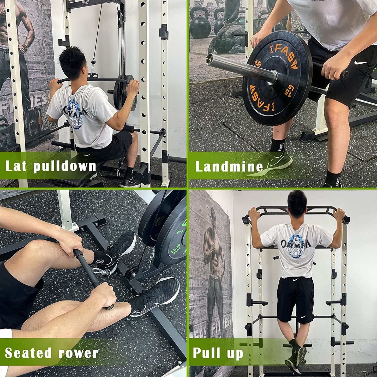 IFast Adjustable Home Gym Power Cage & Squat Rack With Pull-Up Bar Barbell Rack, 1000LBS