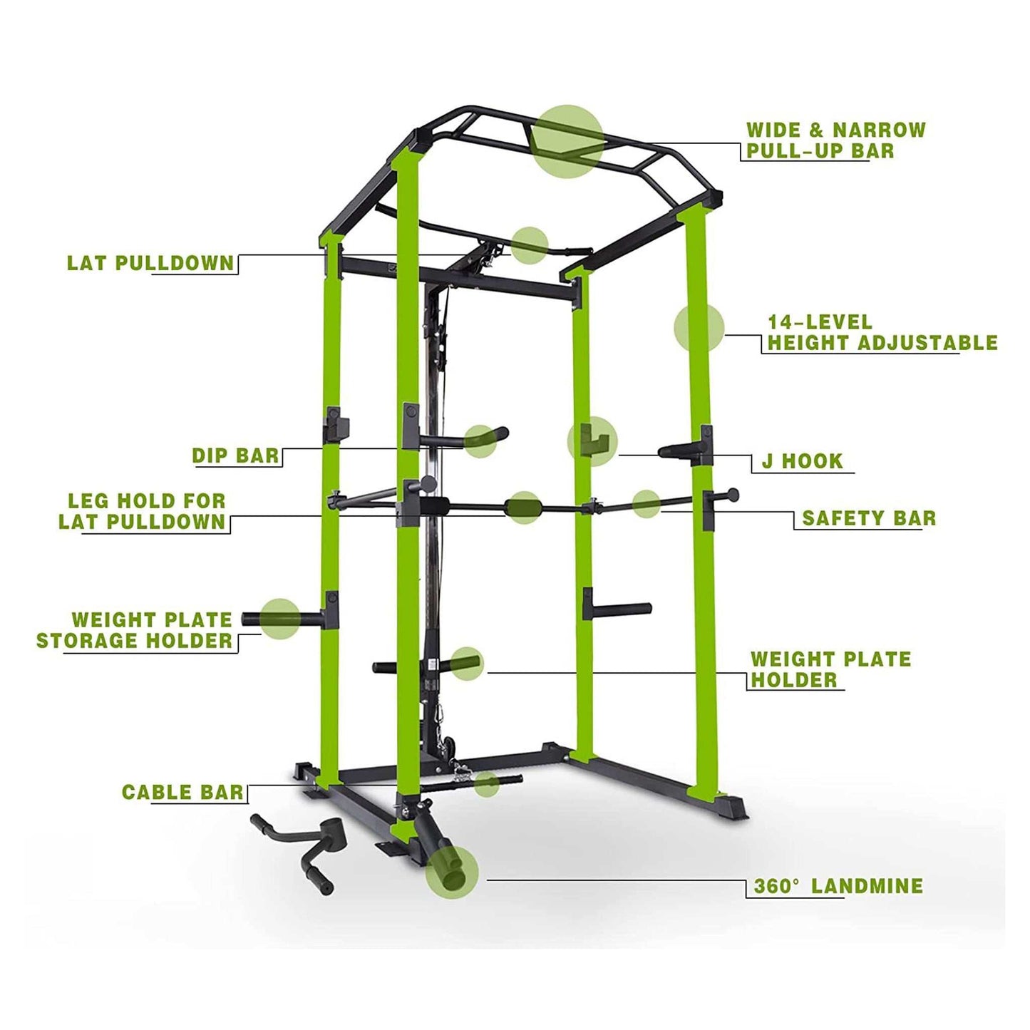 IFast Adjustable Home Gym Power Cage & Squat Rack With Pull-Up Bar Barbell Rack, 1000LBS