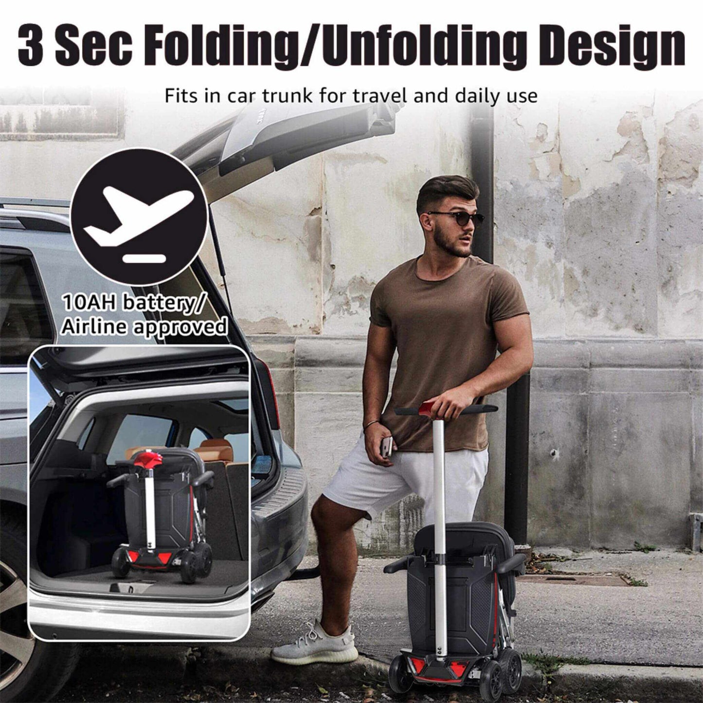 Lightweight Powered Folding Mobility Scooter For Adults And Seniors