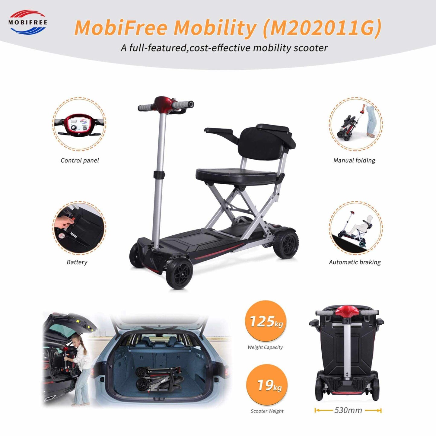 Lightweight Powered Folding Mobility Scooter For Adults And Seniors