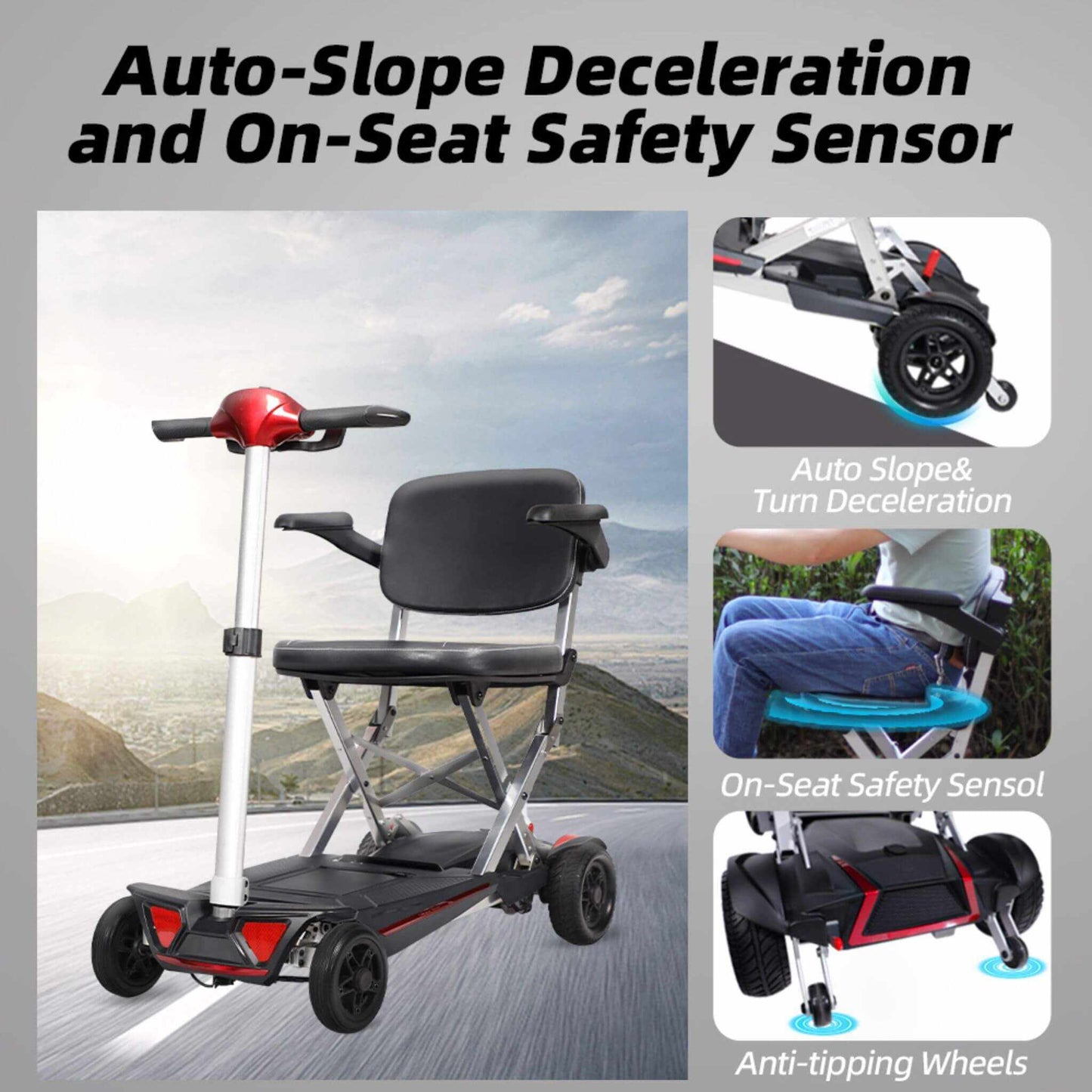 Lightweight Powered Folding Mobility Scooter For Adults And Seniors