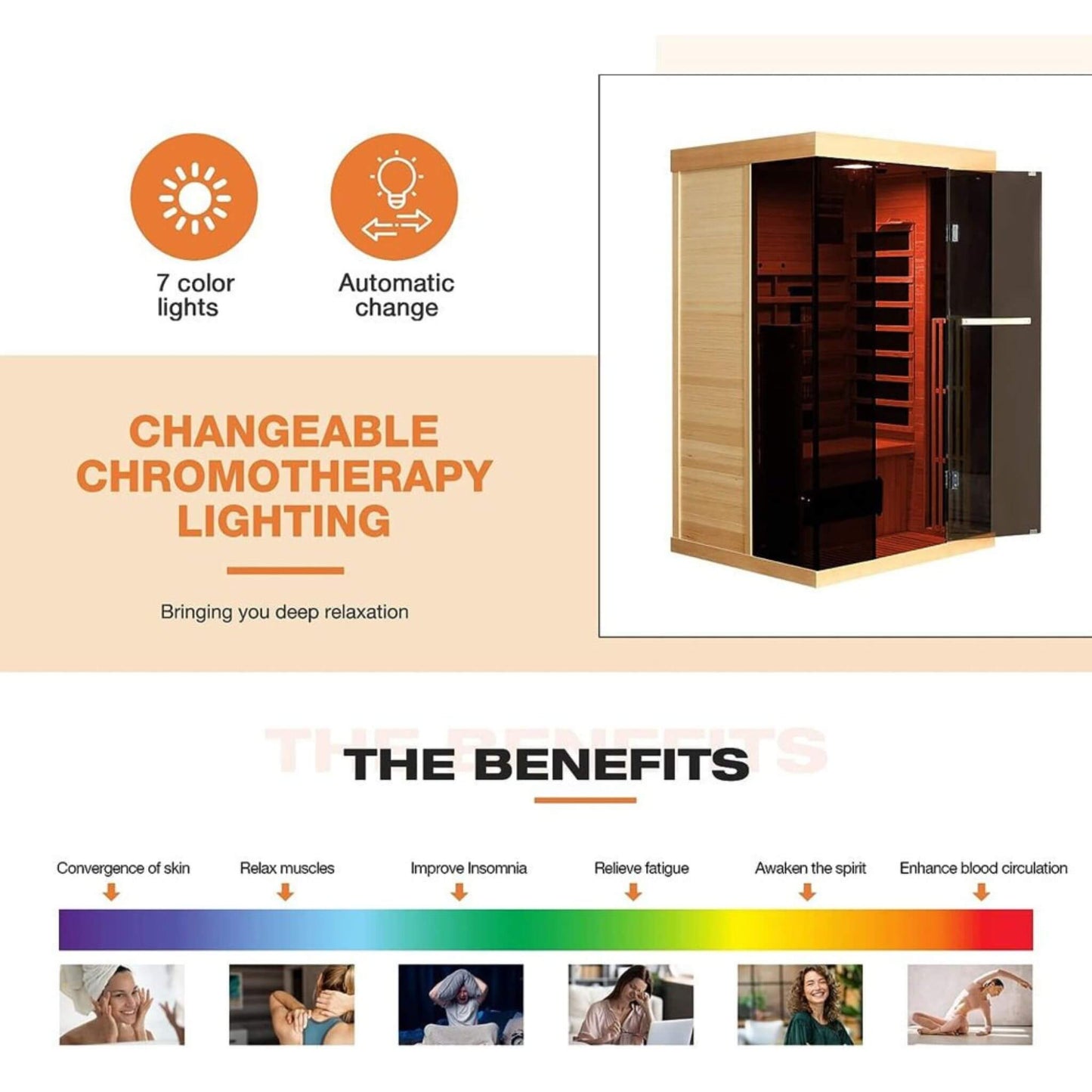Luxury 2-Person Low EMF FAR Infrared Heat Wood Home Personal Spa Sauna W/ Panoramic Tempered Glass, 2000W