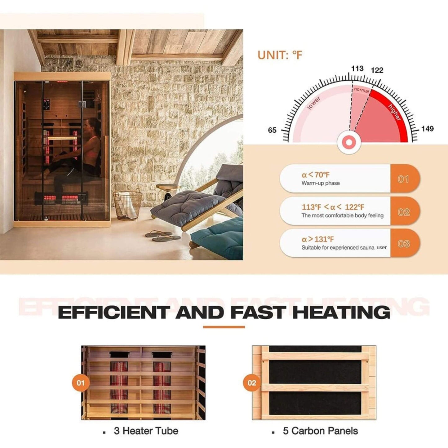 Luxury 2-Person Low EMF FAR Infrared Heat Wood Home Personal Spa Sauna W/ Panoramic Tempered Glass, 2000W