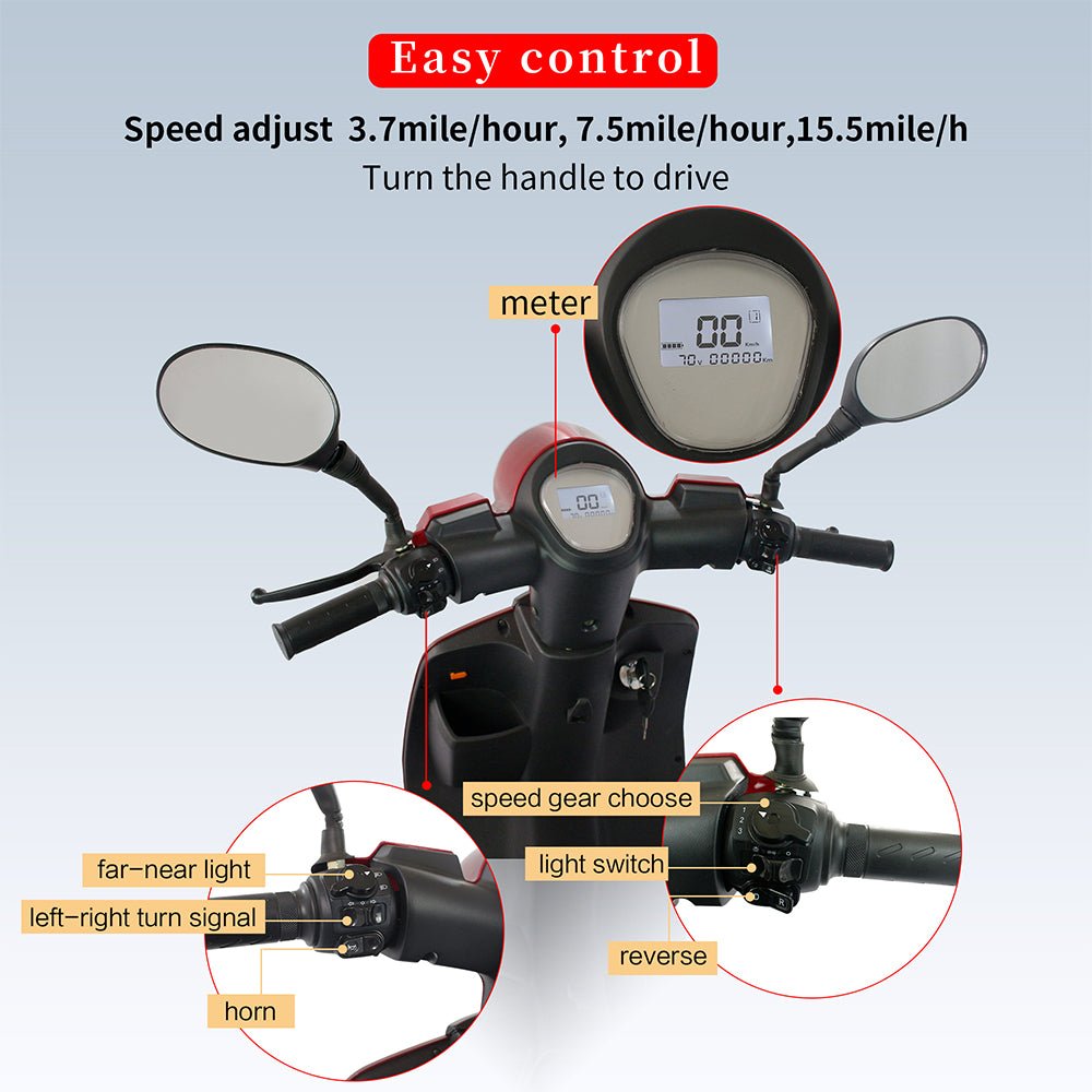 Premium 4-Wheel Electric Motorized Adults Travel Mobility Scooter for Senior Adults, 800W