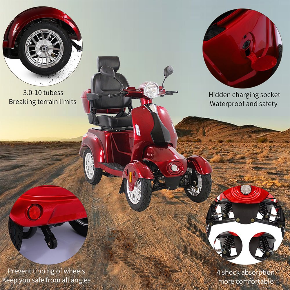 Premium 4-Wheel Electric Motorized Adults Travel Mobility Scooter for Senior Adults, 800W