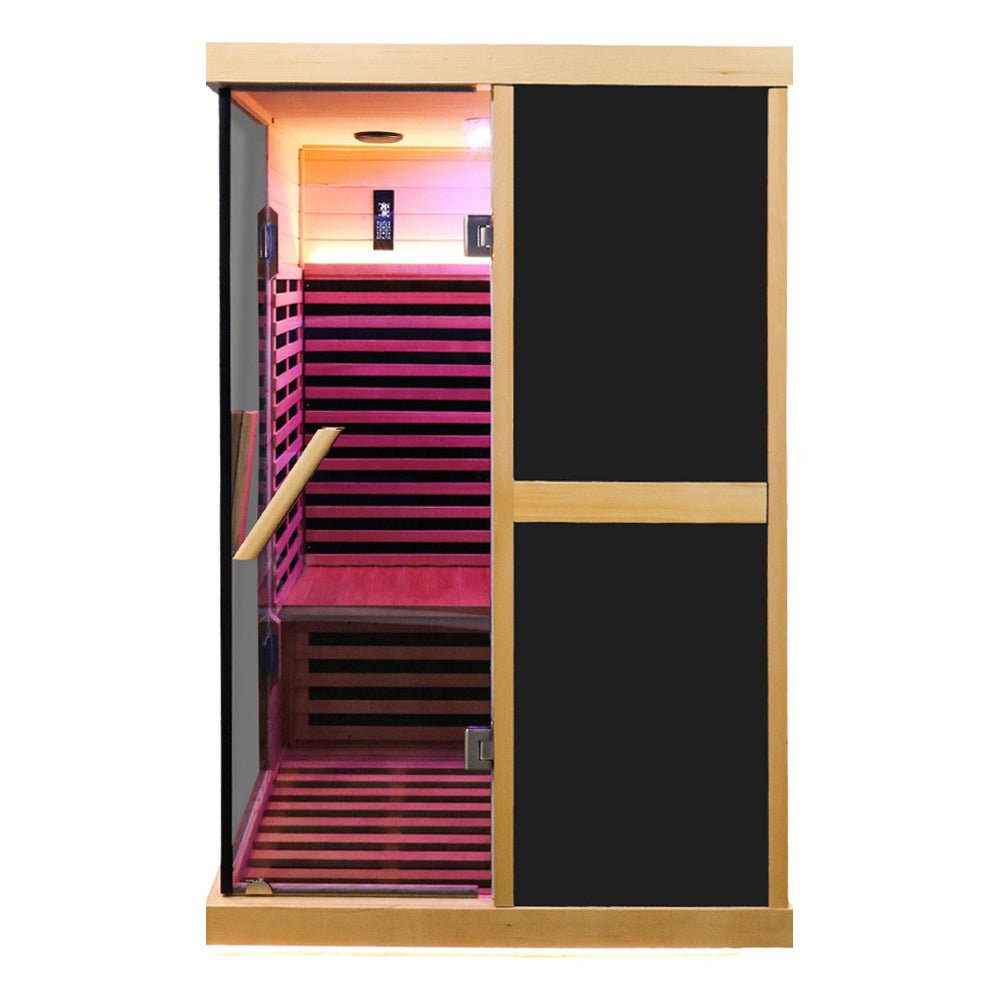 Premium Large 2-Person V-Shaped FAR Infrared Sauna Room with Double Glass Doors, 1980W