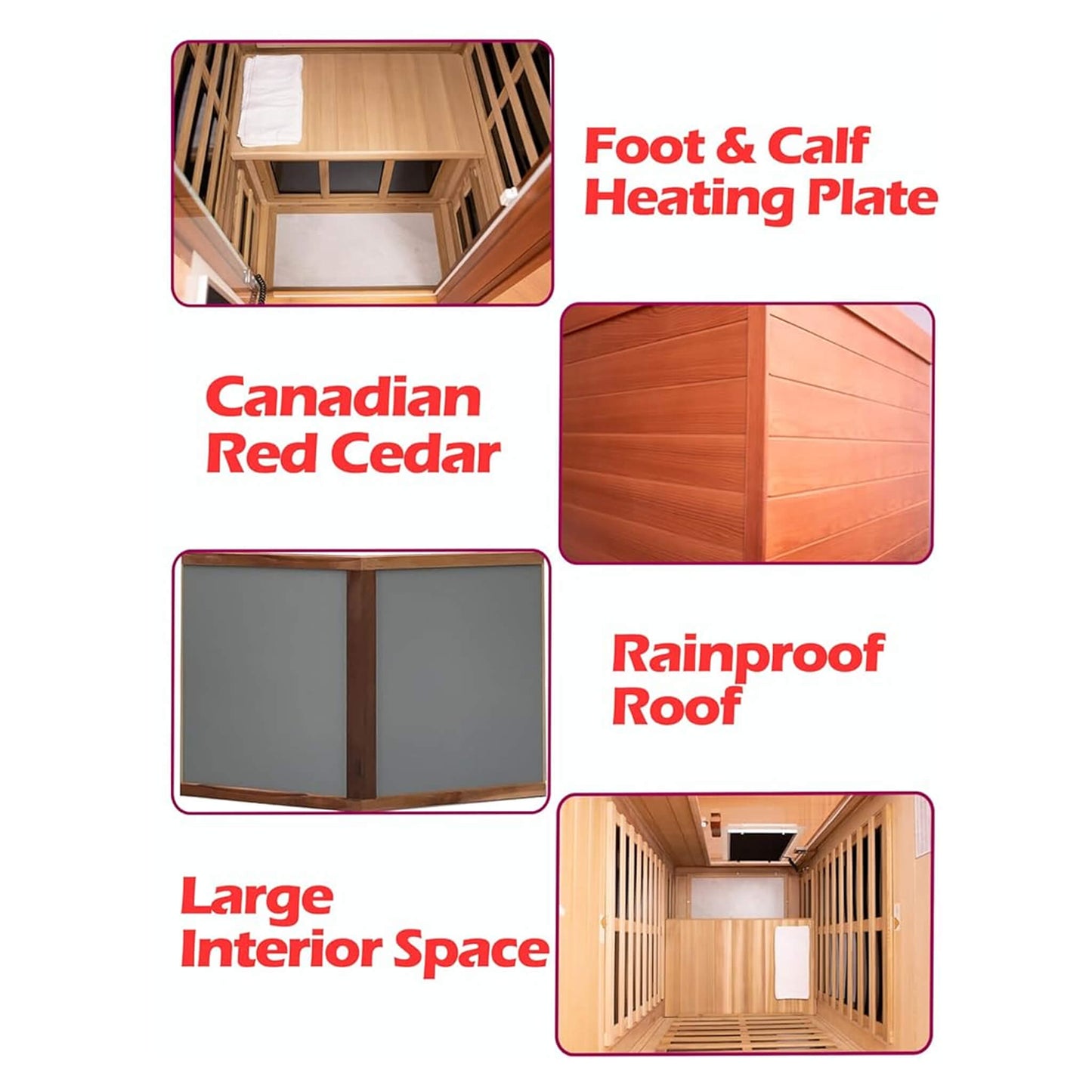 Premium 1-Person Outdoor Red Cedar Infrared Sauna with Low EMF, Chromotherapy and Bluetooth (SAK32783)