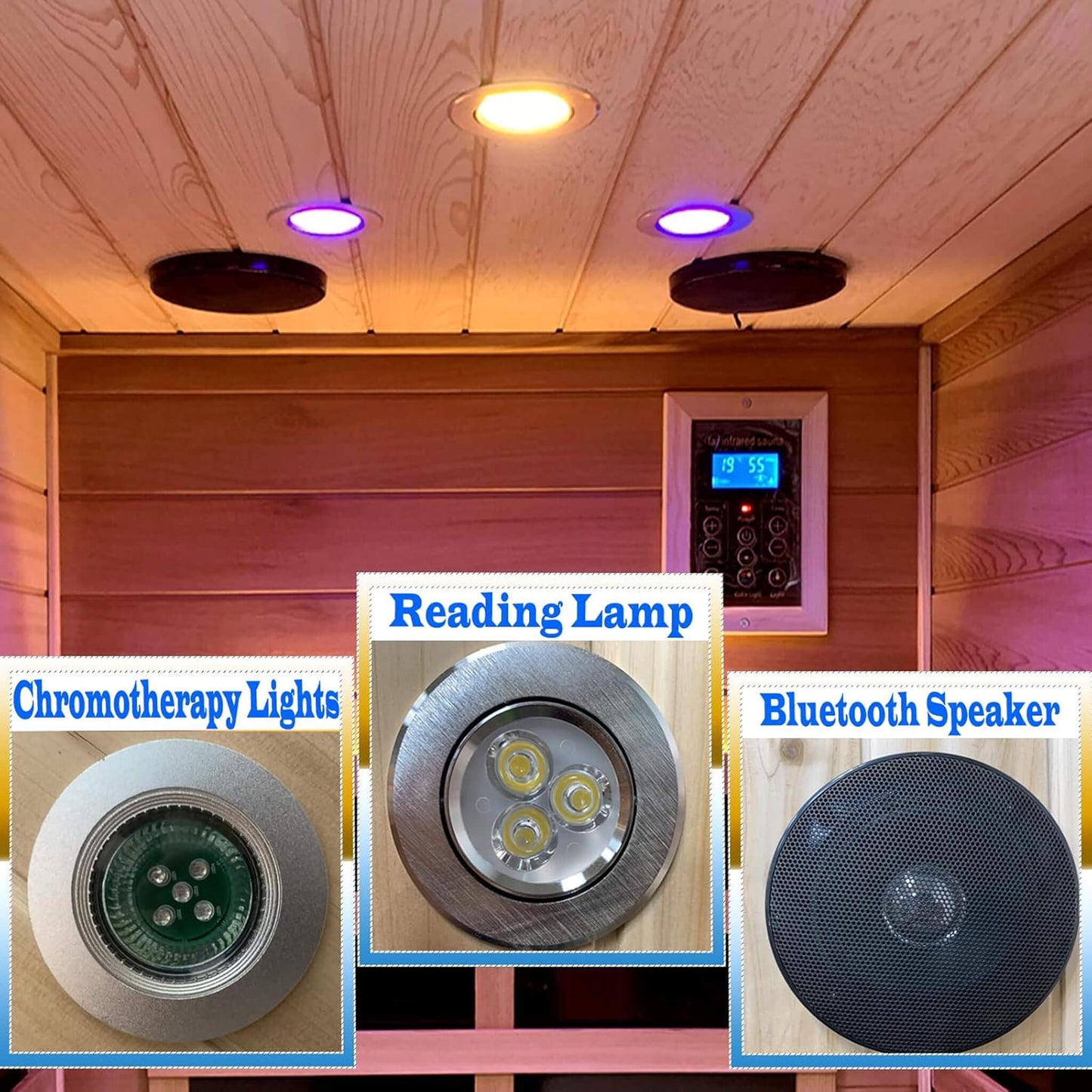 Premium 1-Person Outdoor Red Cedar Infrared Sauna with Low EMF, Chromotherapy and Bluetooth (SAK32783)